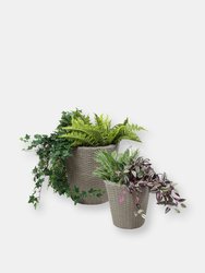 Round Polyrattan Indoor Planters - 1 Large/1 Small Planter