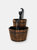 Rustic 2 -Tier Wood Barrel w/ Pump Outdoor Water Fountain - 34" - Brown