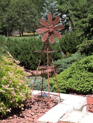 Rustic Windmill Metal Outdoor Garden Statue With Tiers - 51" H