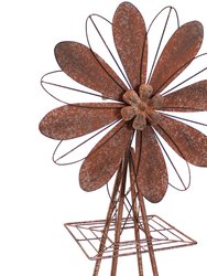 Rustic Windmill Metal Outdoor Garden Statue With Tiers - 51" H