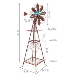Rustic Windmill Metal Outdoor Garden Statue With Tiers - 51" H