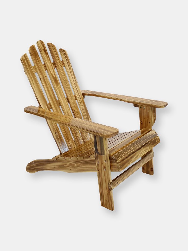 Rustic Wooden Adirondack Chair with Light Charred Finish - Brown