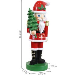 Santa Claus With Tree Indoor Nutcracker Statue - 16.75"