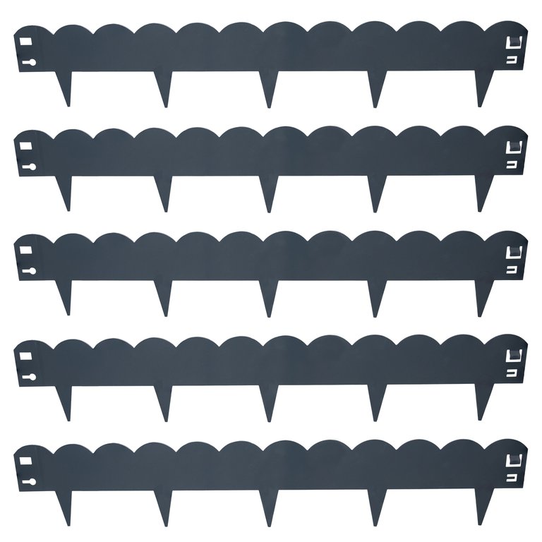 Scalloped Metal Lawn Edging - Set of 5 - 41.75" Sections - Grey