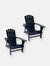 Set of 2 Adirondack Chair Outdoor Wooden Furniture Coastal Bliss Navy Patio - Dark Blue