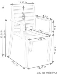 Set of 2 Patio Chair Brown Stackable Outdoor Seat Armchair Backyard Porch Deck