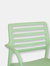 Set of 2 Patio Chair Green Stackable Outdoor Seat Armchair Backyard Porch Deck