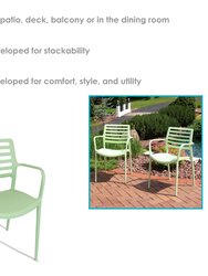 Set of 2 Patio Chair Green Stackable Outdoor Seat Armchair Backyard Porch Deck