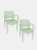 Set of 2 Patio Chair Green Stackable Outdoor Seat Armchair Backyard Porch Deck - Light green