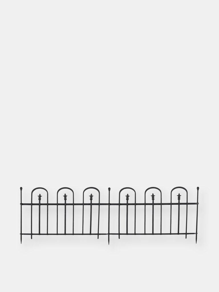 Set of 2 Strasbourg Steel Decorative Border Fence with Posts - Black