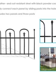 Set of 2 Strasbourg Steel Decorative Border Fence with Posts