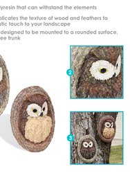 Set of 2 Wise Old Owls Tree Hugger Outdoor Garden Decor Yart Art Sculpture