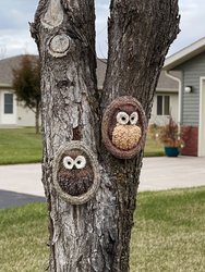 Set of 2 Wise Old Owls Tree Hugger Outdoor Garden Decor Yart Art Sculpture