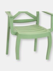Set of 4 Patio Chair Blue Stackable Outdoor Seat Armchair Backyard Porch Deck
