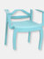 Set of 4 Patio Chair Blue Stackable Outdoor Seat Armchair Backyard Porch Deck