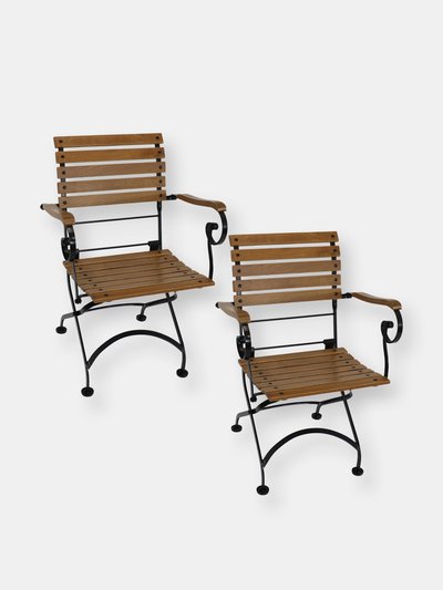 Sunnydaze Decor Set of 4 Patio Folding Bistro Armchair Chestnut Wood Outdoor Portable Seating product