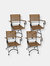 Set of 4 Patio Folding Bistro Armchair Chestnut Wood Outdoor Portable Seating - Brown