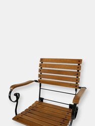 Set of 4 Patio Folding Bistro Chair With Arms Chestnut Outdoor Garden Seating