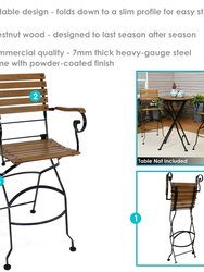 Set of 4 Patio Folding Bistro Chair With Arms Chestnut Outdoor Garden Seating