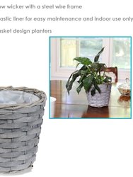 Set of 5 Indoor Poplar Wicker Planters with Plastic Liners