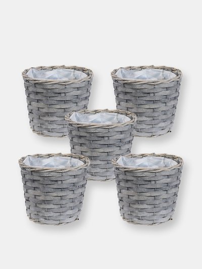 Sunnydaze Decor Set of 5 Indoor Poplar Wicker Planters with Plastic Liners product