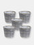 Set of 5 Indoor Poplar Wicker Planters with Plastic Liners - Grey