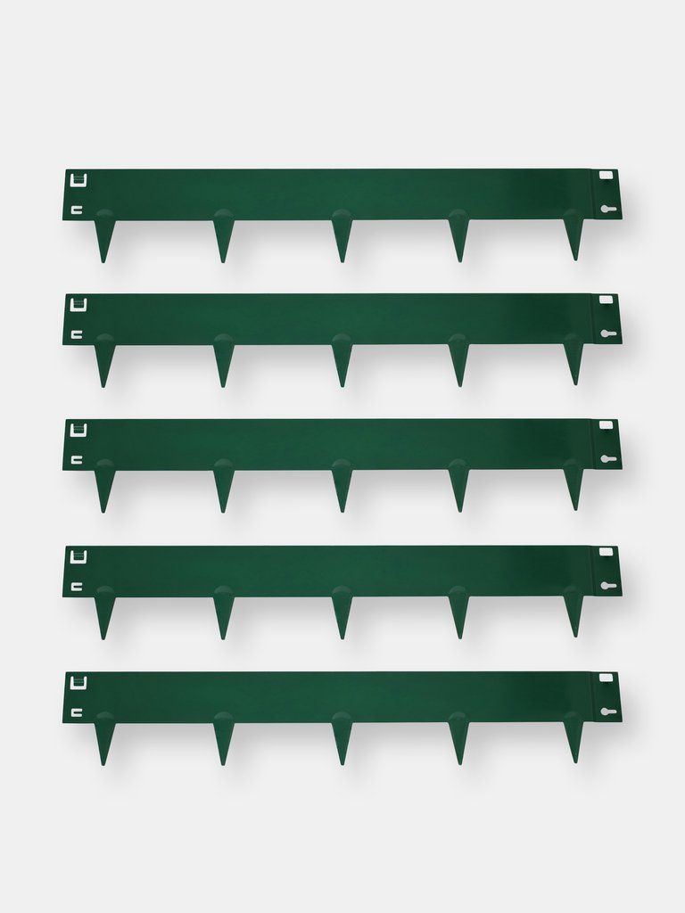 Set of 5 Steel Metal Landscape Edging Border - Green