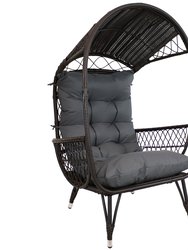 Shaded Comfort Wicker Outdoor Egg Chair With Legs - Grey
