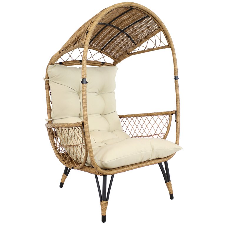 Shaded Comfort Wicker Outdoor Egg Chair With Legs - Light Brown
