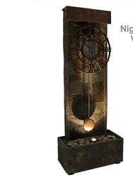 Slate Clock Indoor-Outdoor Water Fountain 49" Water Feature w/ LED