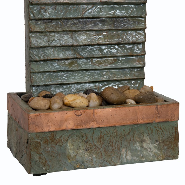 Slate Ridge Outdoor Waterfall Fountain With Light - 19.5"