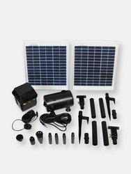 Solar Pump and Solar Panel Kit with Battery and LED Light - 396 GPH - Black