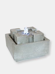 Square Dynasty Bubbling Indoor Tabletop Fountain - Grey
