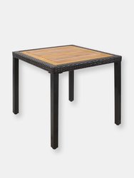 Square Patio Dining Table - Acacia Wood and Faux Wicker - Brown