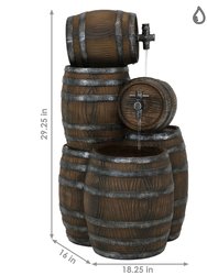 Stacked Rustic Barrel Outdoor Water Fountain 29" Water Feature w/ LEDs