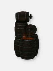 Stacked Rustic Barrel Outdoor Water Fountain 29" Water Feature w/ LEDs