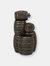 Stacked Rustic Barrel Outdoor Water Fountain 29" Water Feature w/ LEDs - Brown