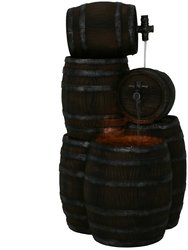 Stacked Rustic Barrel Outdoor Water Fountain 29" Water Feature w/ LEDs