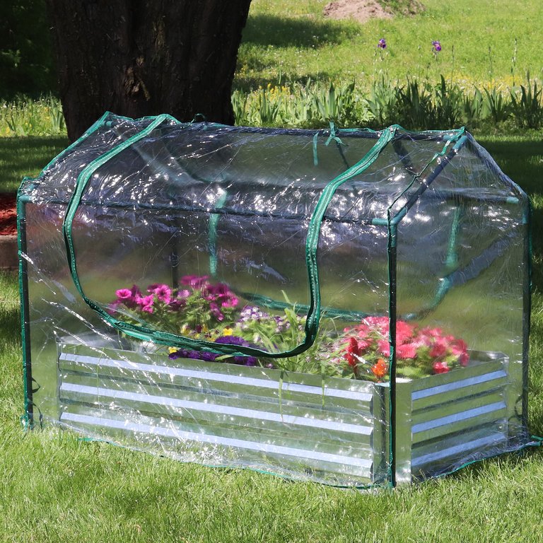 Steel Raised Garden Bed and Mini Greenhouse Kit
