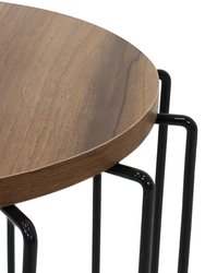 Steel Wire End Table With Faux Woodgrain Tabletop