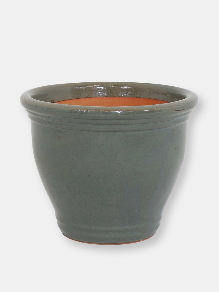 Studio High-Fired Glazed Ceramic Planter - Grey