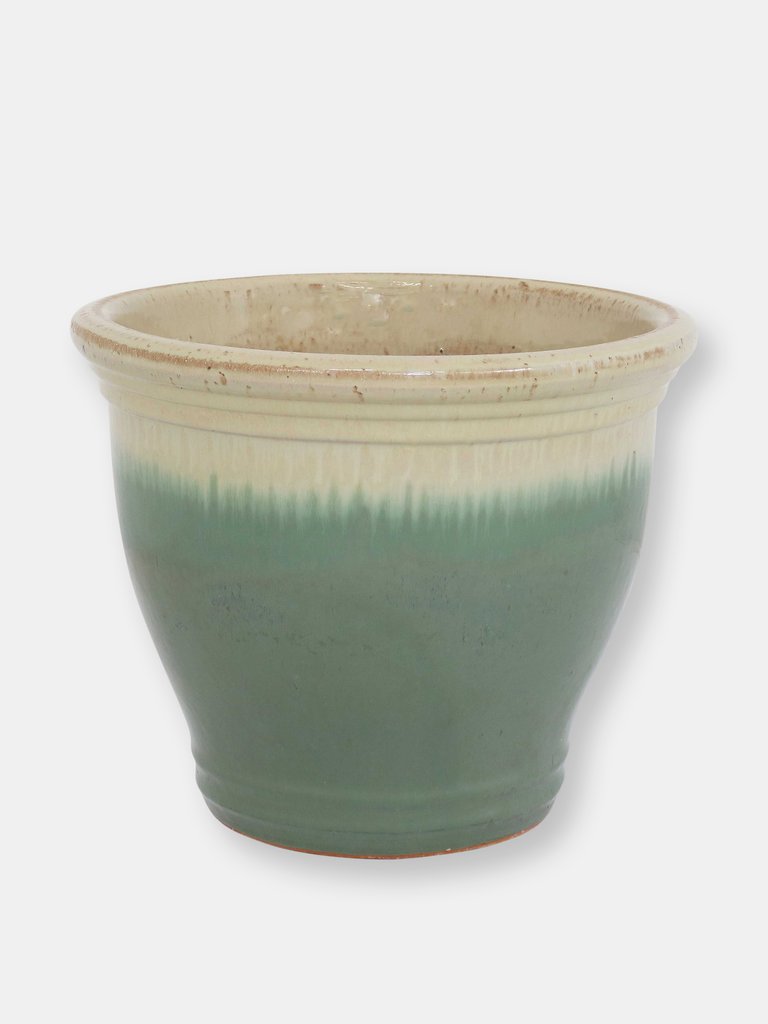Studio High-Fired Glazed Ceramic Planter - Seafoam