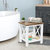 Sunnydaze 17.25 in Polystyrene Corner Stool with Storage Shelf - Farmhouse