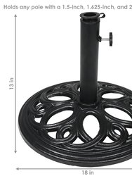 Sunnydaze 18 in Decorative Cast Iron Round Patio Umbrella Base - Black