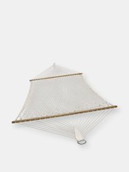 Sunnydaze 2-Person Cotton Rope Hammock with Spreader Bars - Natural - Off-White