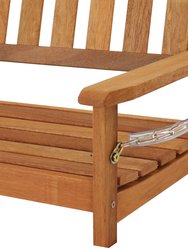 Sunnydaze 2-Person Hanging Bench with Armrests/Chains - Meranti Wood