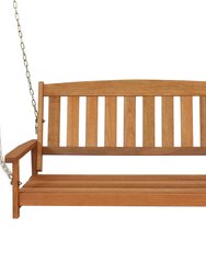 Sunnydaze 2-Person Hanging Bench with Armrests/Chains - Meranti Wood