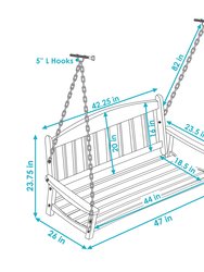 Sunnydaze 2-Person Hanging Bench with Armrests/Chains - Meranti Wood