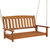 Sunnydaze 2-Person Hanging Bench with Armrests/Chains - Meranti Wood - Brown