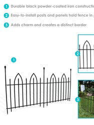 Sunnydaze 2-Piece Gothic Arch Iron Garden Border Fencing - 6 ft - Black